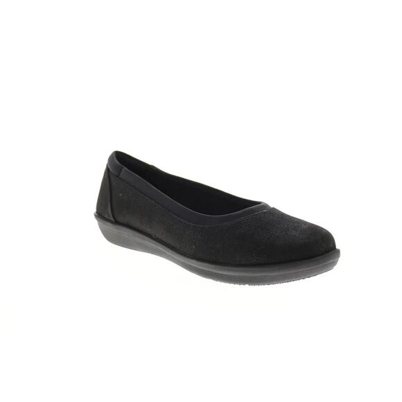 Clarks Women's Ayla Low Faux Leather Flats, Black Size 9M - Picture 1 of 5